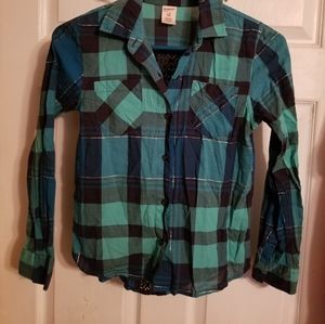 Arizona Girls plaid long sleeve shirt